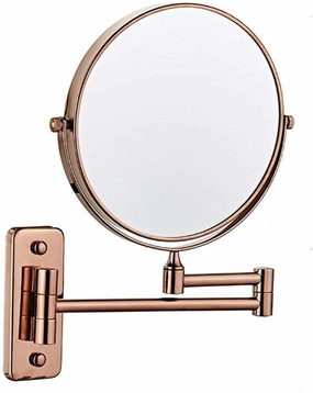 Vanity Mirror Wall Mount Bathroom Mirror 8inch Round 360 Rotating Makeup Mirror Double Sided Cosmetic Mirror Shaving in Bedroom Rose Gold_5X