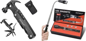 VEITORLD Gifts for Dad from Daughter Son Christmas, Cool Gadgets Stocking Stuffers for Men, Hammer Multitool, Telescoping Magnetic Pickup Tools,