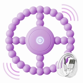 Vibrating Sensory Chew Toy - Dual Effect: Teether Teething Toys for Babies 0 3 6 9 12 18 Months Supporting Autism &Toddler Travel Essentials, 1-2 Year Old Boys Girls Baby Gifts idea(Purple)