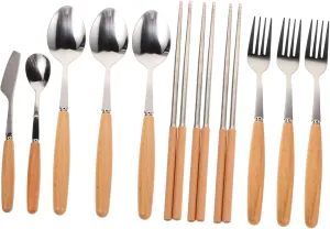 VICASKY 1set Outdoor Stainless Steel Cutlery Set Camping Utensils Kit with Carry Bag Portable Dining Tools for Travel Picnics and Bbqs for Outdoor Enthusiasts