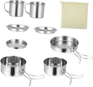 VICASKY 8Pcs Camping Cookware Set Lightweight Portable Cooking Kit for Outdoor BBQ Hiking and Backpacking for People Cooking Needs