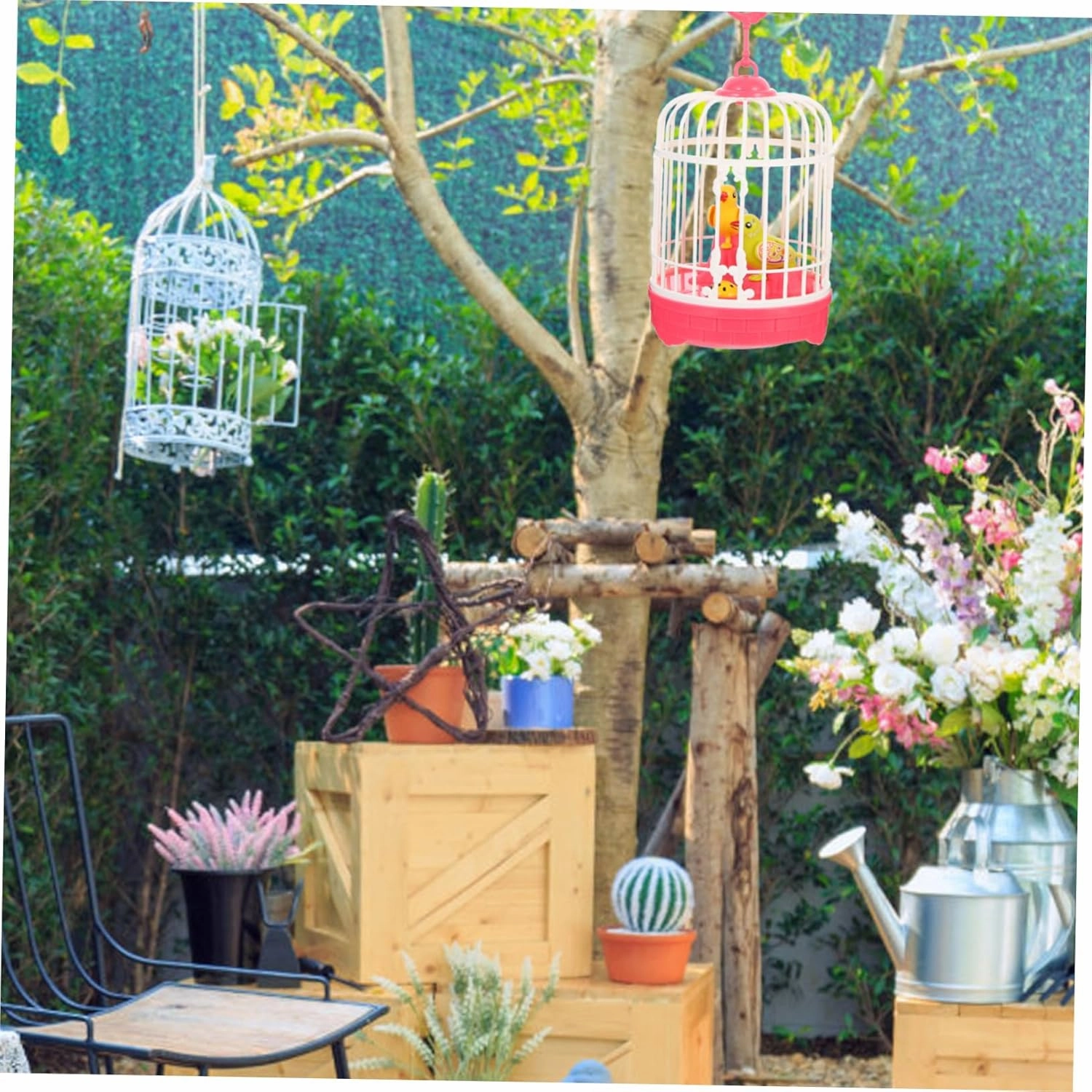 VICASKY Boys and Girls Singing Bird Toy Cage Interactive Electric Toy with Sound Light Compact Design for for Who