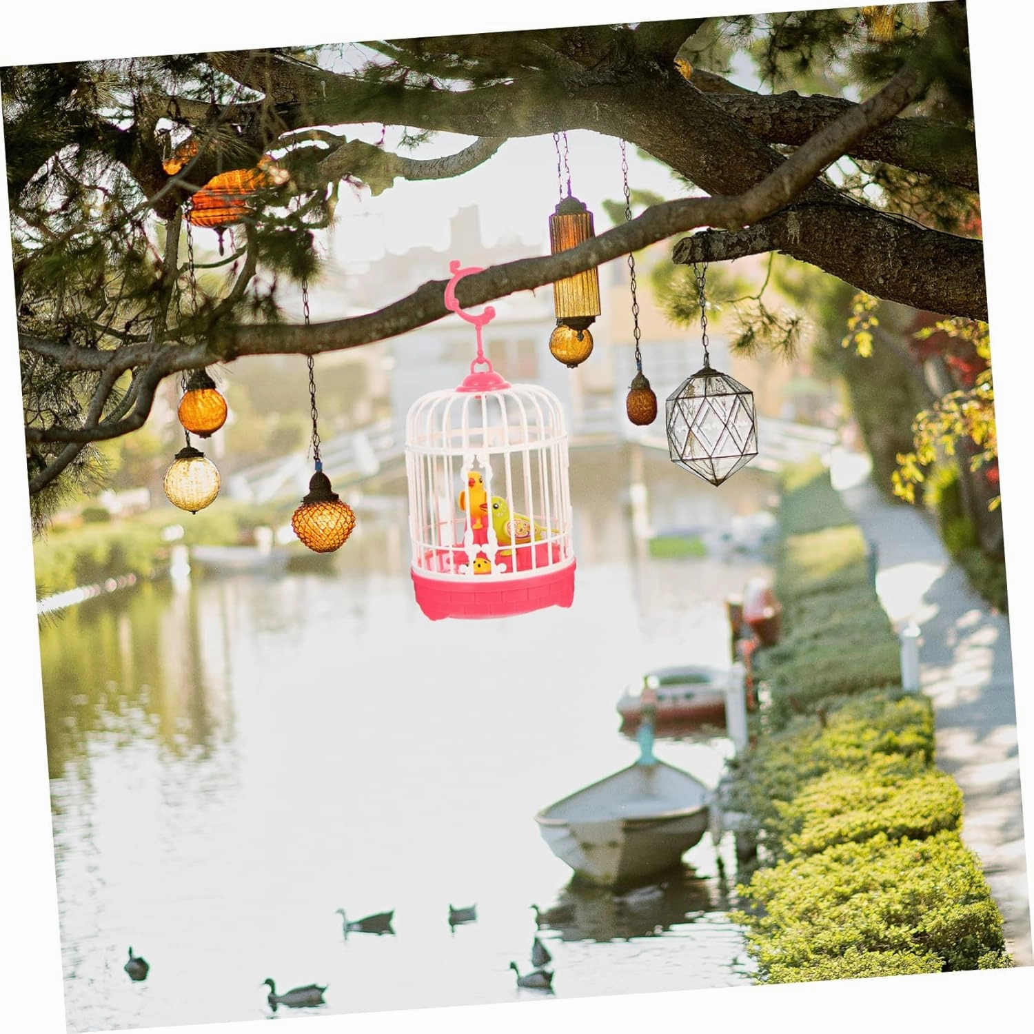 VICASKY Boys and Girls Singing Bird Toy Cage Interactive Electric Toy with Sound Light Compact Design for for Who