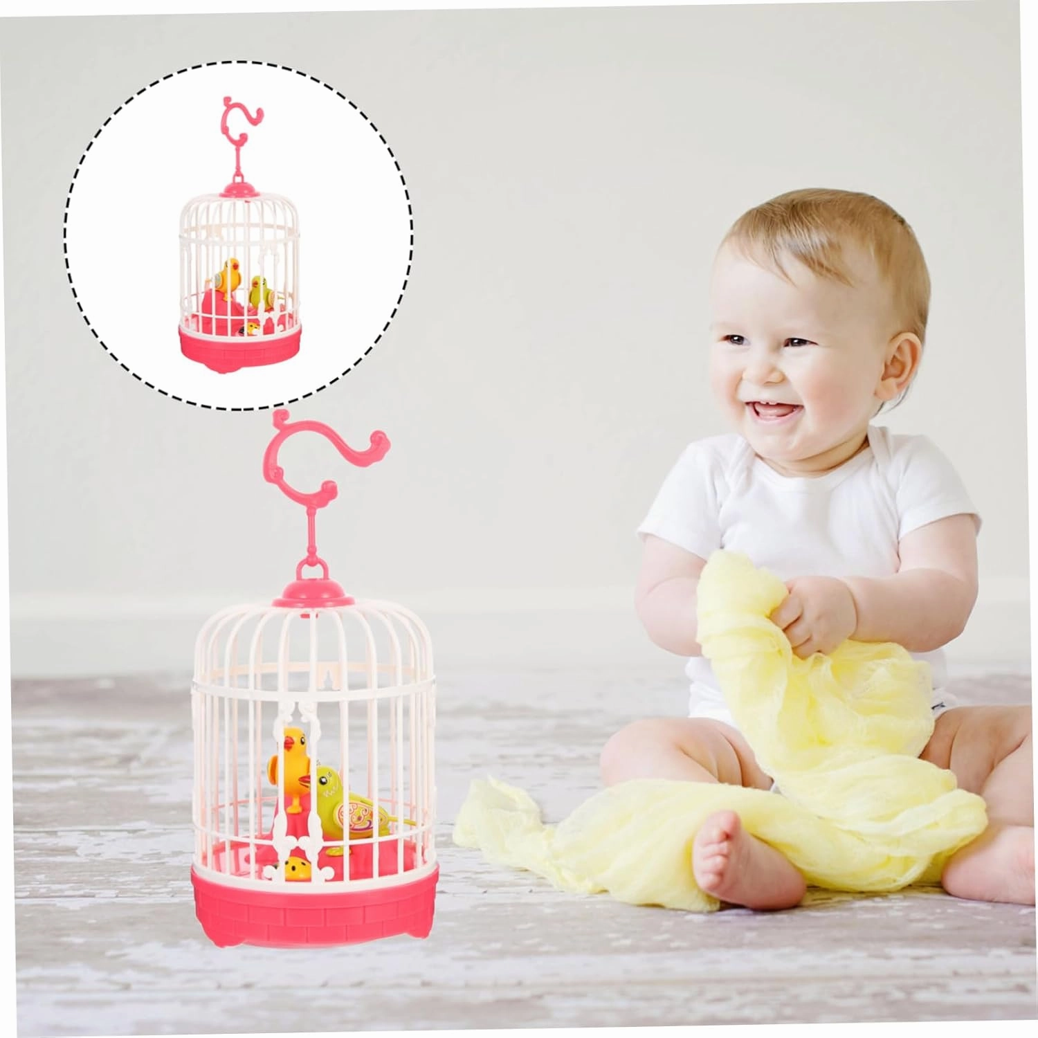 VICASKY Boys and Girls Singing Bird Toy Cage Interactive Electric Toy with Sound Light Compact Design for for Who