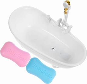 VICASKY Mini Bathtub Photo Prop Doll Accessory Miniature Toy Electric Water Spraying Bathtub Smooth Surface
