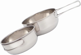 VICASKY Outdoor Travel Folding Bowl 2-piece Stainless Steel Bowl Set with Mesh Bag Compact and Easy to Carry
