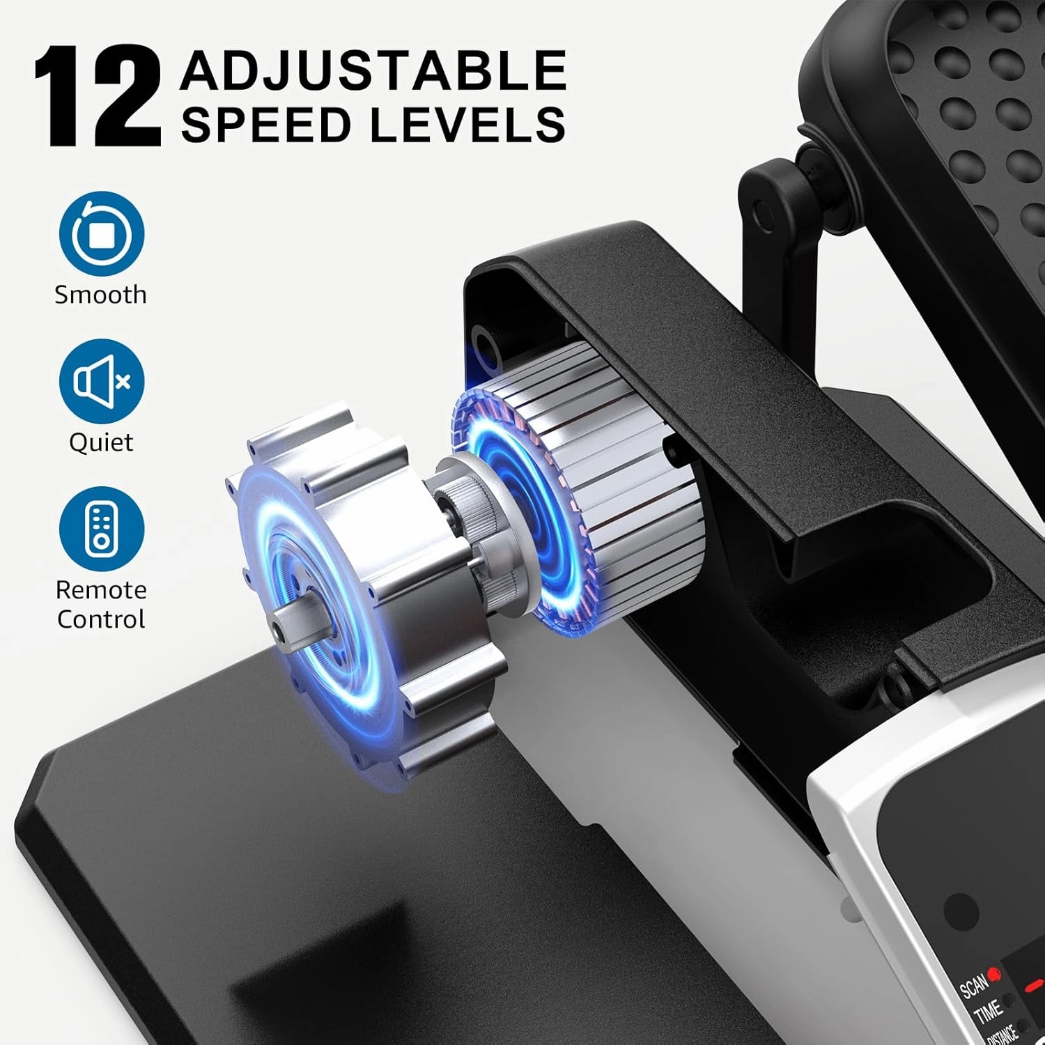 VIVURN® Under Desk Elliptical Machine, Mini Motorized Ellipse Leg Exerciser While Sitting for Seniors, 12-Speed 4-Mode Low Impact Passive Motion Electric Pedal Exerciser Non-Slip Mat for Home Office