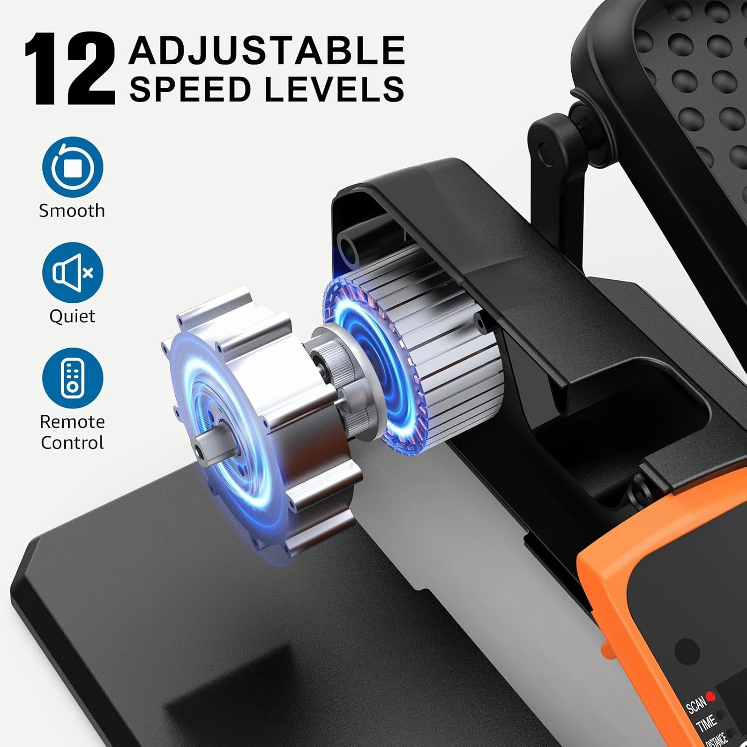 VIVURN® Under Desk Elliptical Machine, Mini Motorized Ellipse Leg Exerciser While Sitting for Seniors, 12-Speed 4-Mode Low Impact Passive Motion Electric Pedal Exerciser Non-Slip Mat for Home Office