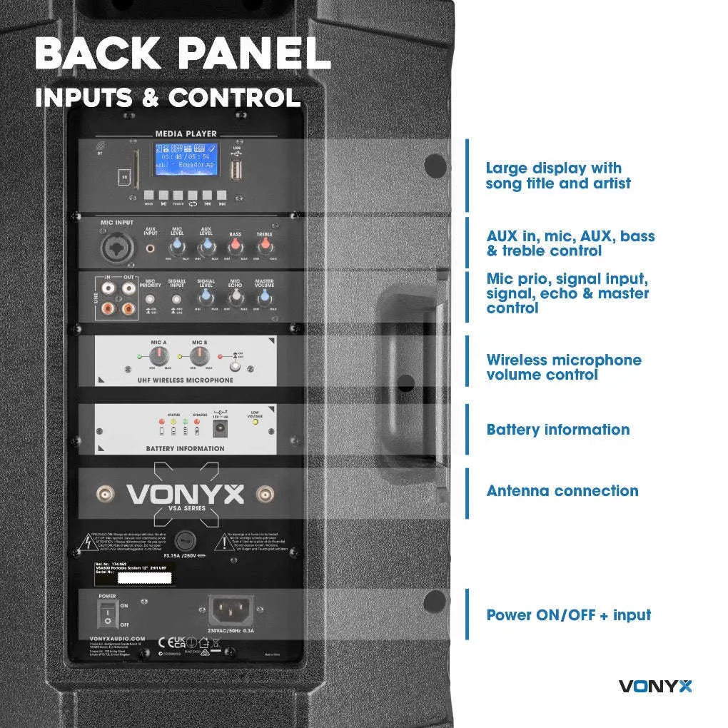 Vonyx VSA500-PA 12″ Portable PA System