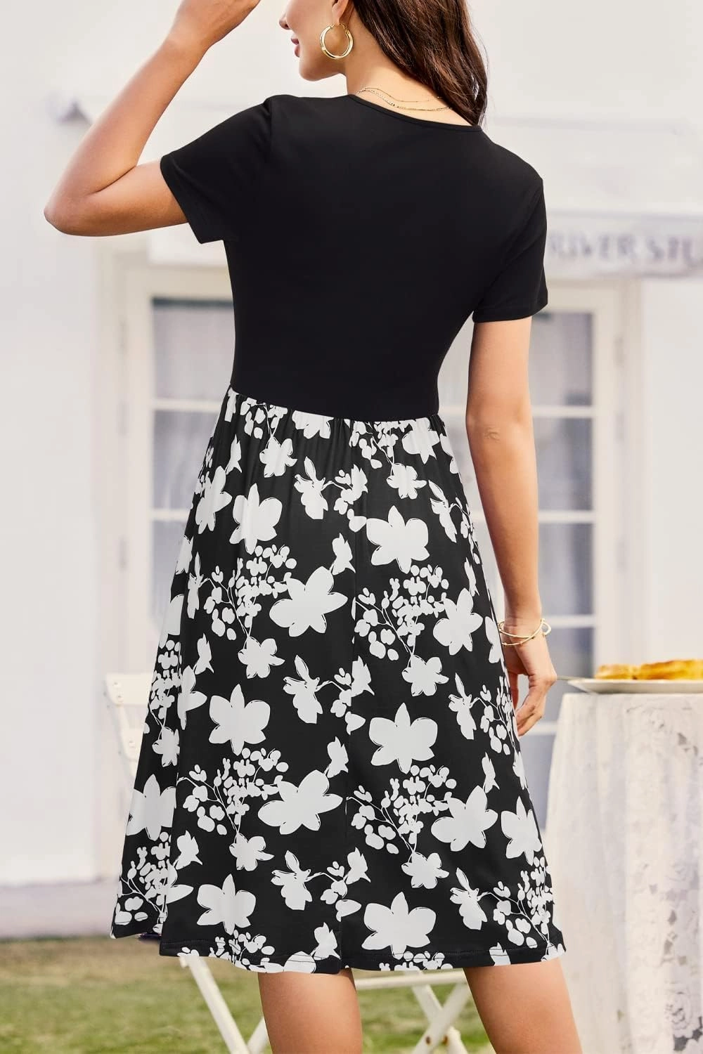 VOTEPRETTY Women's Short Sleeve V Neck Wrap Dress Summer Casual Floral Sundress with Pockets