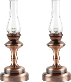 Waldosia 2PCS 1:12 Scale Dollhouse Miniature Antique Copper Hurricane Lamp