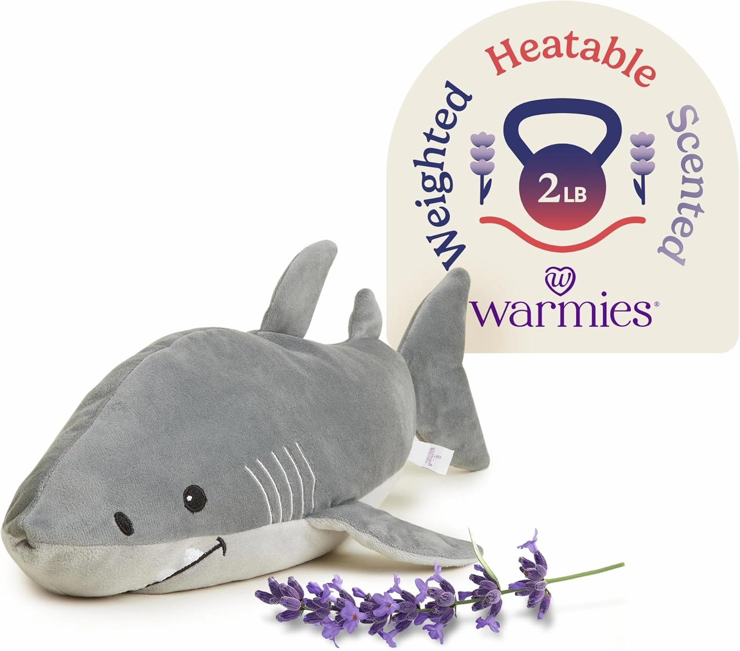 warmies Microwavable Stuffed Animals, Shark - Heated Stuffed Animal Plushie for Warmth & Comfort - Cute Soft Plush Toys for Adults & Children (Boys, Girls, Babies & Toddlers)