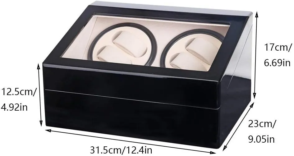 Watch Watch Winder for 10 Automatic Watches, Wood Shell Piano Paint Exterior and Extremely Silent Motor, Flexible Plush Pillow Beautiful Home,Black