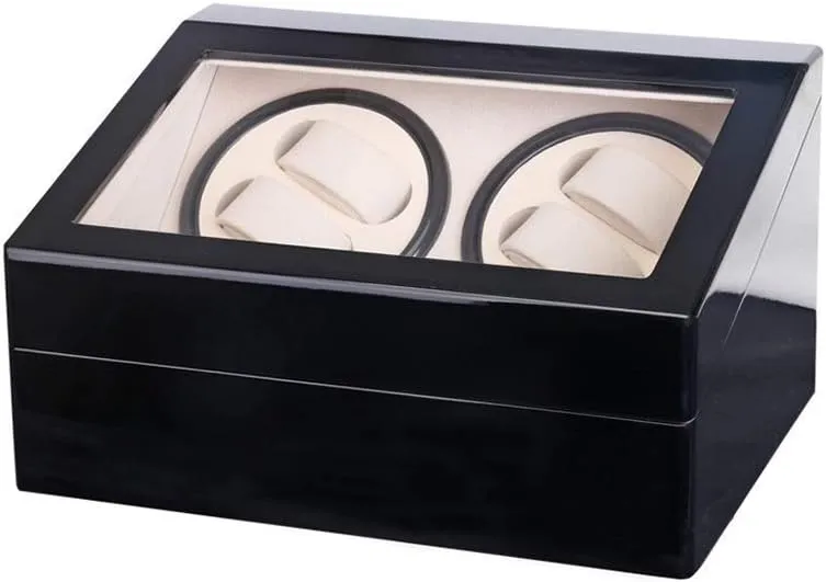 Watch Watch Winder for 10 Automatic Watches, Wood Shell Piano Paint Exterior and Extremely Silent Motor, Flexible Plush Pillow Beautiful Home,Black