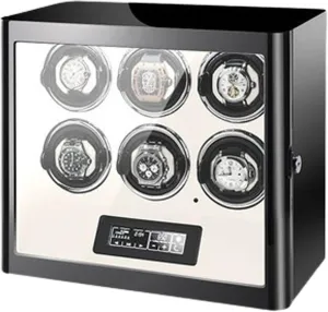 Watch Winder Automatic Watches Display Case Led Light and LCD Touch Screen with Super Quiet Japanese Motor 5 Rotation Mode Setting Flexible Plush Pillow Fit Lady and Man Wa,One Color-6 0