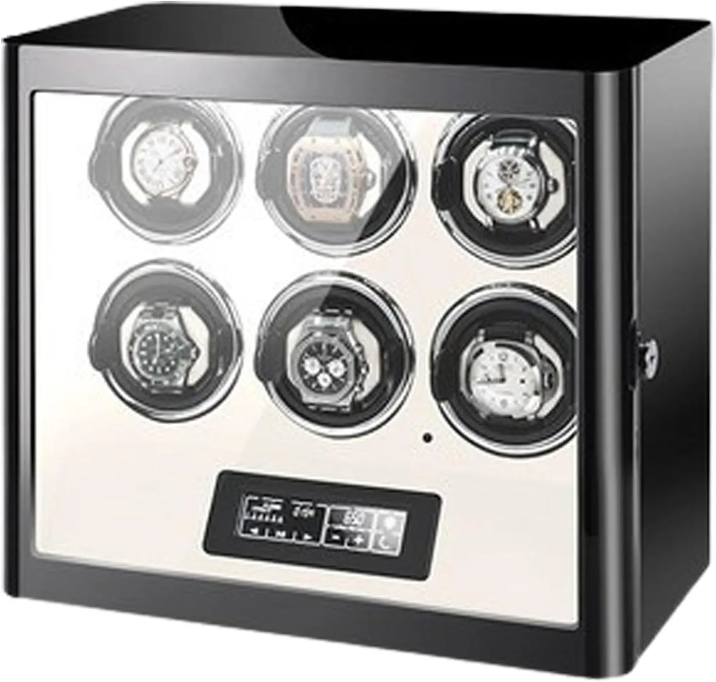 Watch Winder Automatic Watches Display Case Led Light and LCD Touch Screen with Super Quiet Japanese Motor 5 Rotation Mode Setting Flexible Plush Pillow Fit Lady and Man Wa,One Color-6 0