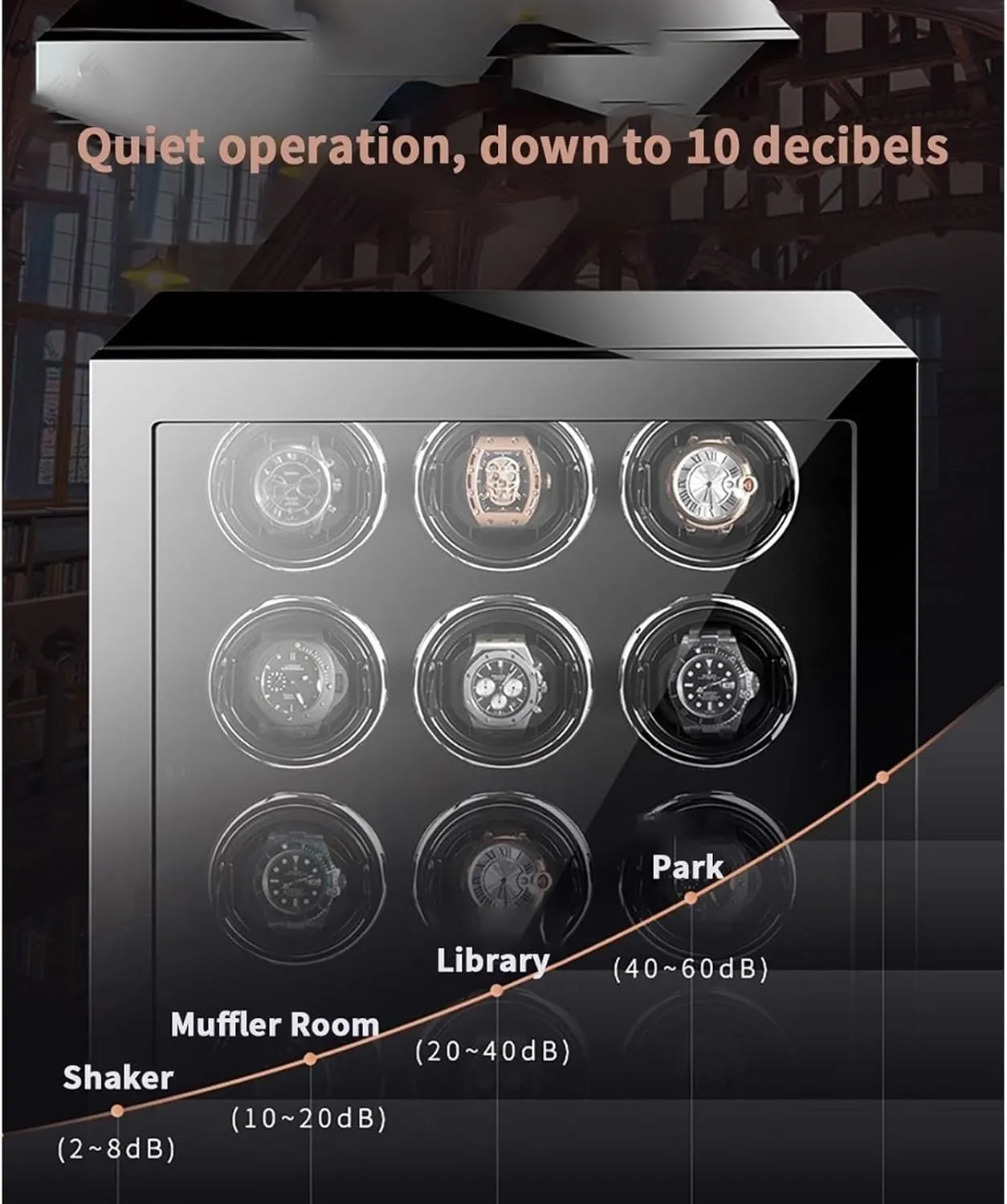Watch Winder Automatic Watches Display Case Led Light and LCD Touch Screen with Super Quiet Japanese Motor 5 Rotation Mode Setting Flexible Plush Pillow Fit Lady and Man Wa,One Color-6 0
