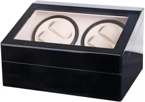 Watch Winder for 10 Automatic Watches, Wood Shell Piano Paint Exterior and Extremely Silent Motor, Flexible Plush Pillow Accessories (Color : Black)