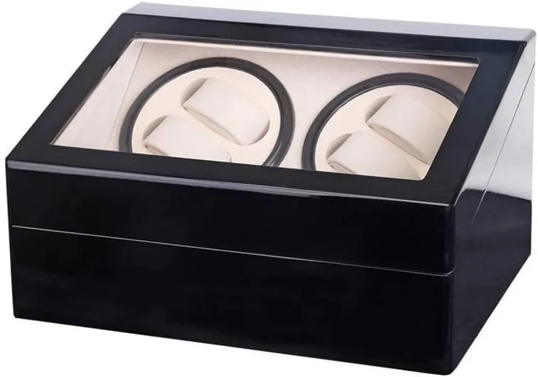 Watch Winder for 10 Automatic Watches, Wood Shell Piano Paint Exterior and Extremely Silent Motor, Flexible Plush Pillow,Black