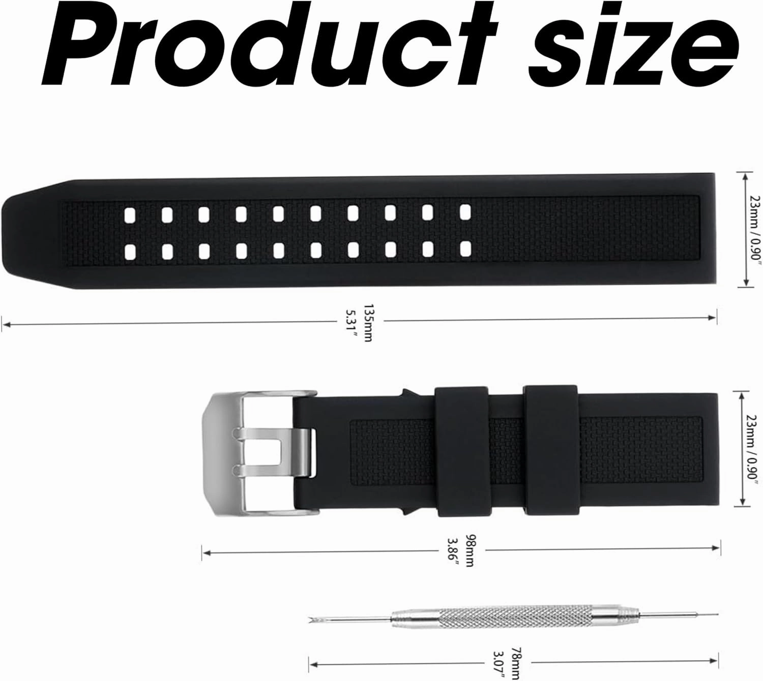 Watch Band Compatible with Luminox, 23mm Soft Rubber Silicone Replacement Wrist Strap for Luminox 3050 8800 and 3950 Series Watch, Black