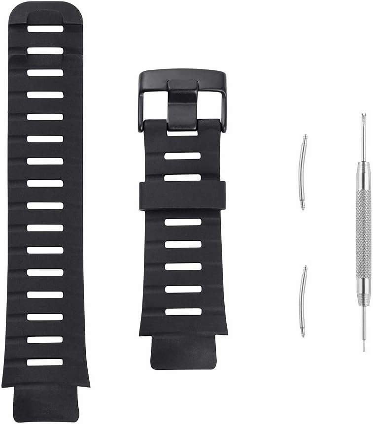 Watch Band Compatible with Suunto X-Lander, Soft Rubber Replacement Wrist Strap for Suunto X-Lander Military Smart Watch, Black