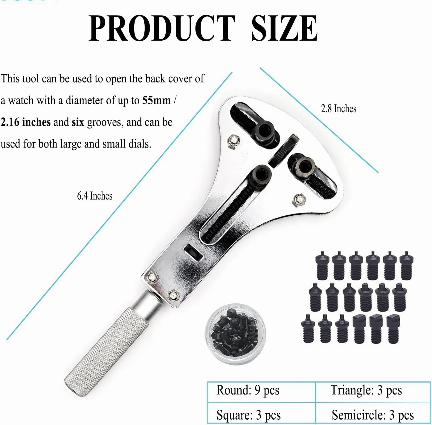 Watch Battery Replacement Tool, 3 Point Large Wrench for Wristwatch Case Back Open, Back Removal Tool with 18 Bits, Watch Holder and Anti-Static Tweezers, Instruction Manual in English