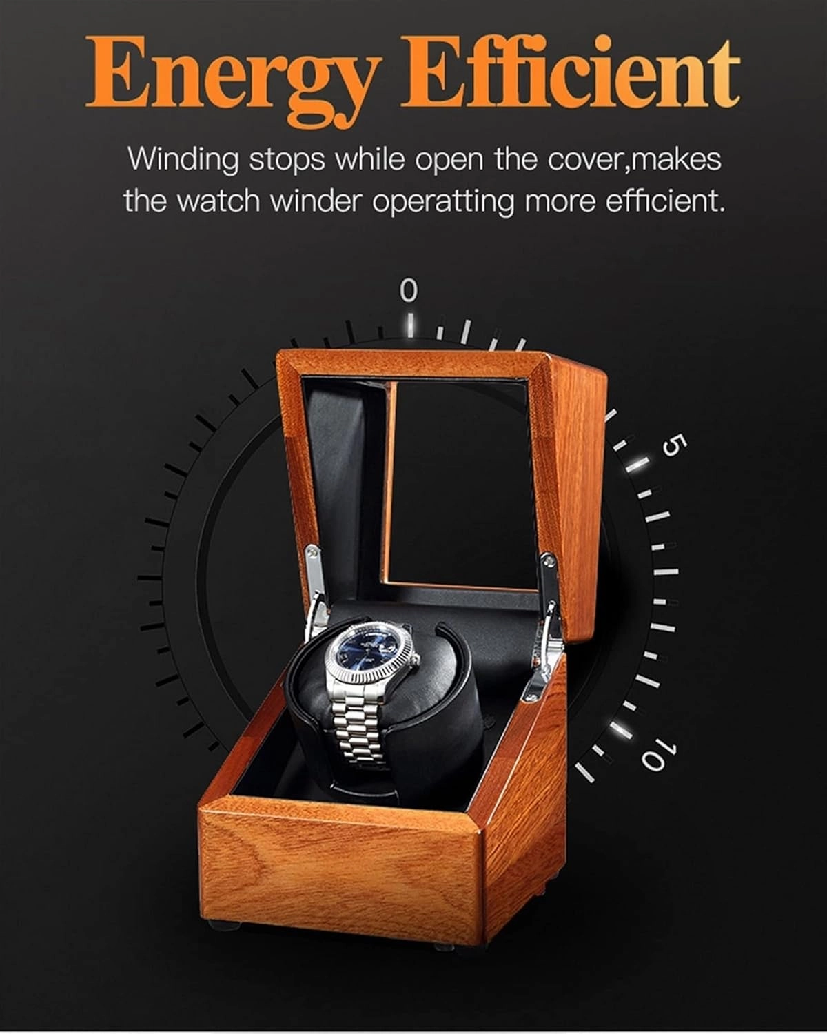 Watch Display Box Automatic Single Watch Winder Wood Shell Piano Paint Exterior and Extremely Silent Motor Soft Flexible Watch Pillow for Men' s and L