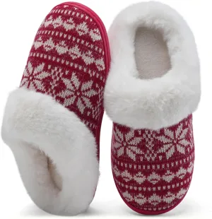 WateLves Women's Memory Foam Slippers Comfort Wool-Like Plush Fleece Lined House Shoes for Indoor & Outdoor