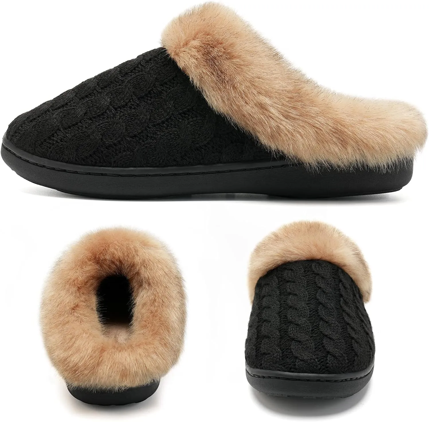 WateLves Women's Memory Foam Slippers Comfort Wool-Like Plush Fleece Lined House Shoes for Indoor & Outdoor