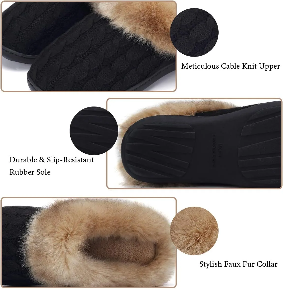 WateLves Women's Memory Foam Slippers Comfort Wool-Like Plush Fleece Lined House Shoes for Indoor & Outdoor