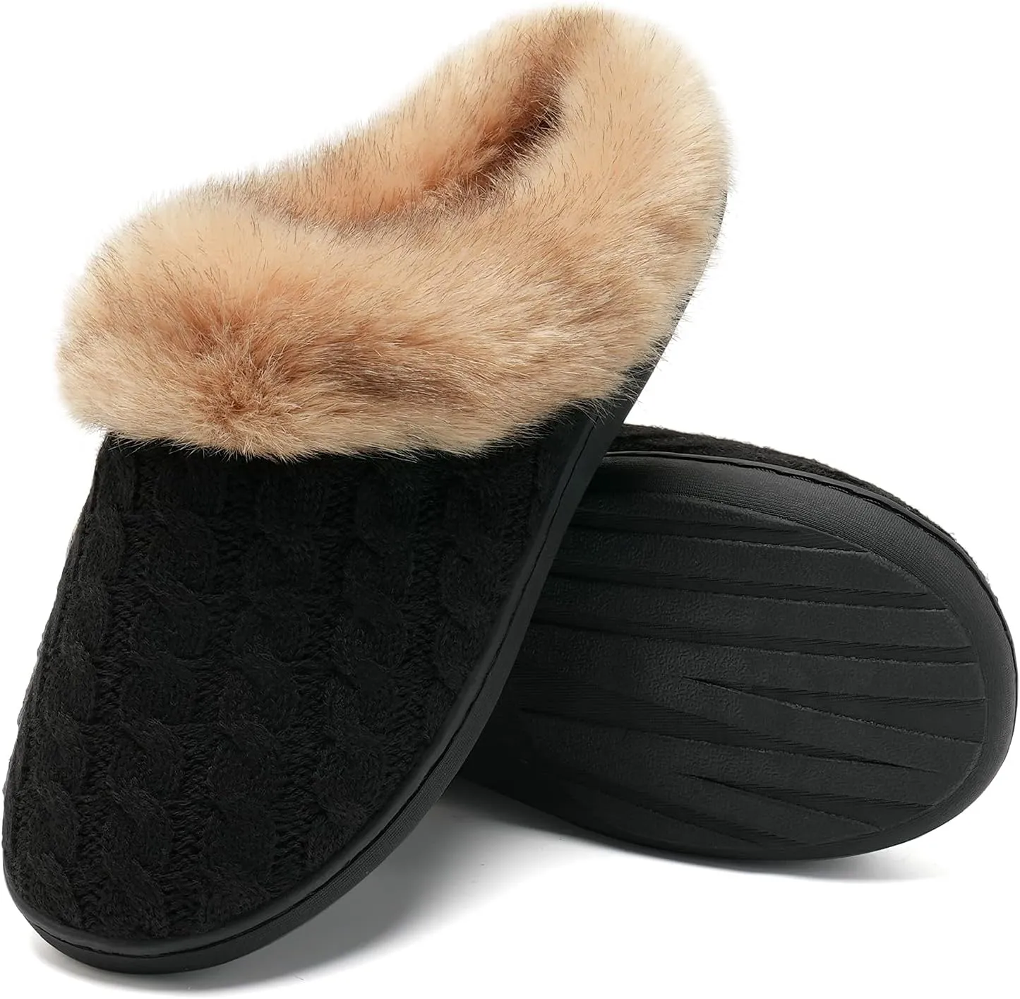 WateLves Women's Memory Foam Slippers Comfort Wool-Like Plush Fleece Lined House Shoes for Indoor & Outdoor