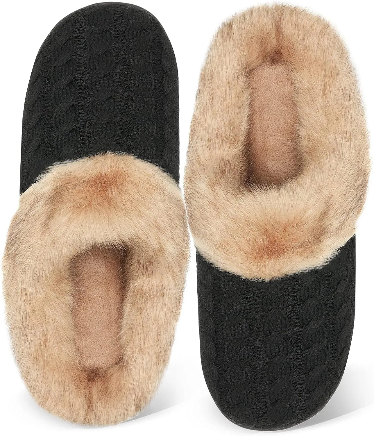 WateLves Women's Memory Foam Slippers Comfort Wool-Like Plush Fleece Lined House Shoes for Indoor & Outdoor