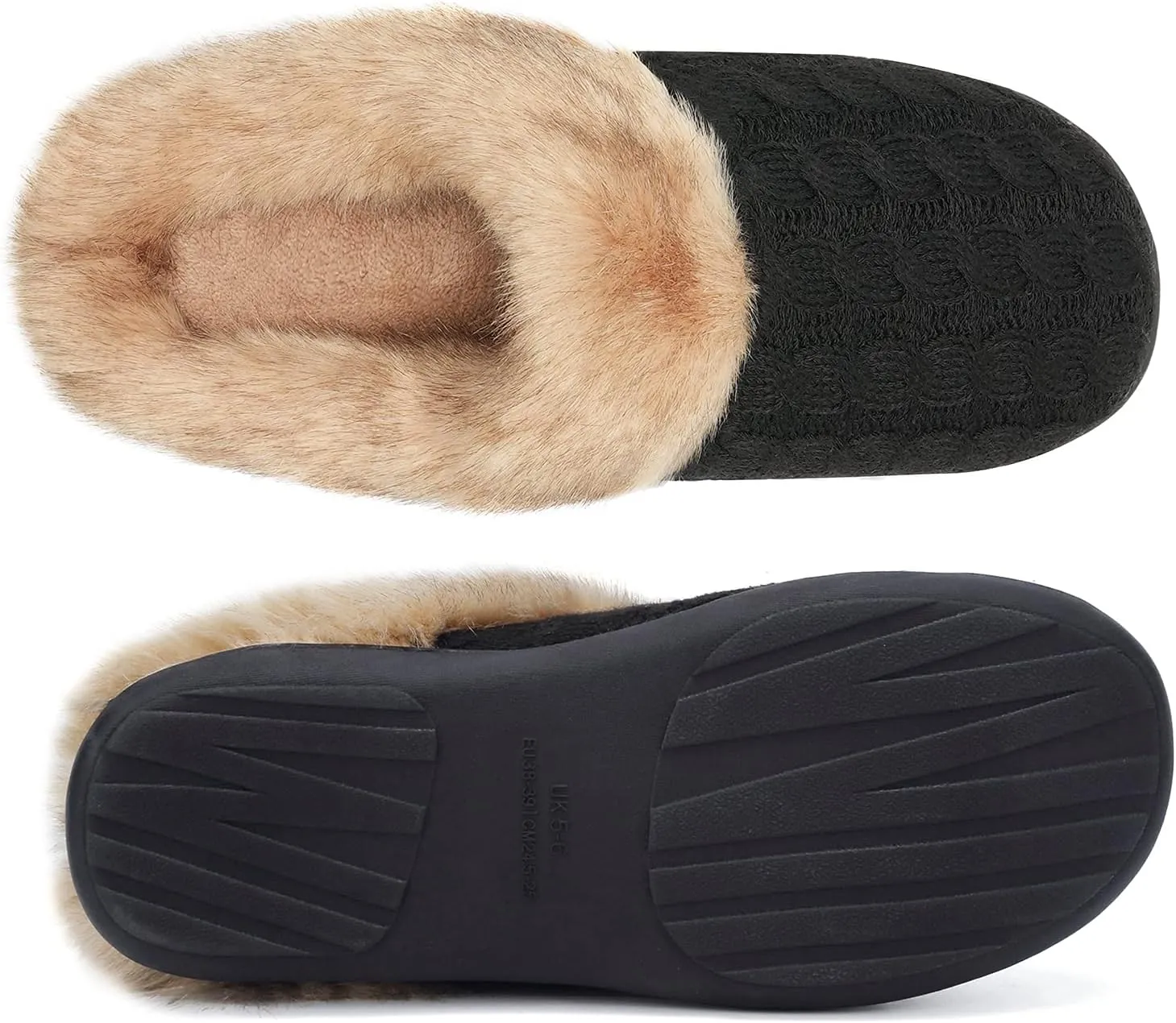 WateLves Women's Memory Foam Slippers Comfort Wool-Like Plush Fleece Lined House Shoes for Indoor & Outdoor