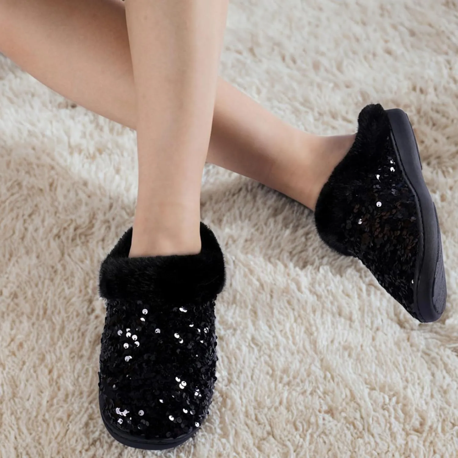 WateLves Women's Memory Foam Slippers Comfort Wool-Like Plush Fleece Lined House Shoes for Indoor & Outdoor
