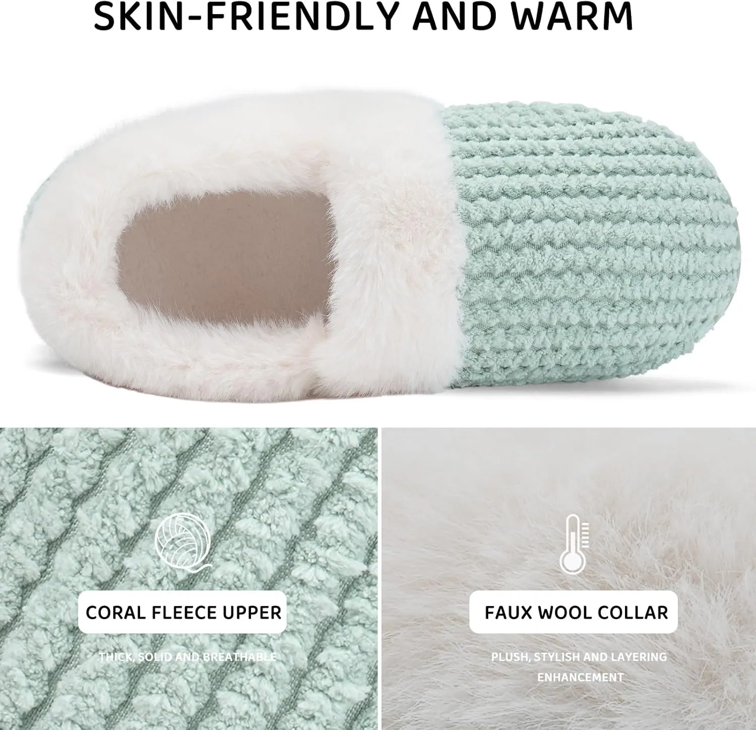 WateLves Women's Memory Foam Slippers Comfort Wool-Like Plush Fleece Lined House Shoes for Indoor & Outdoor