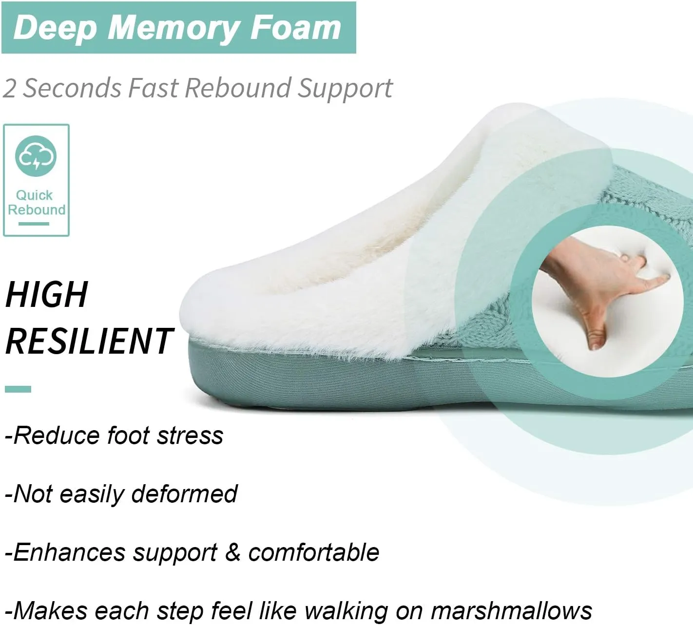 WateLves Women's Memory Foam Slippers Comfort Wool-Like Plush Fleece Lined House Shoes for Indoor & Outdoor