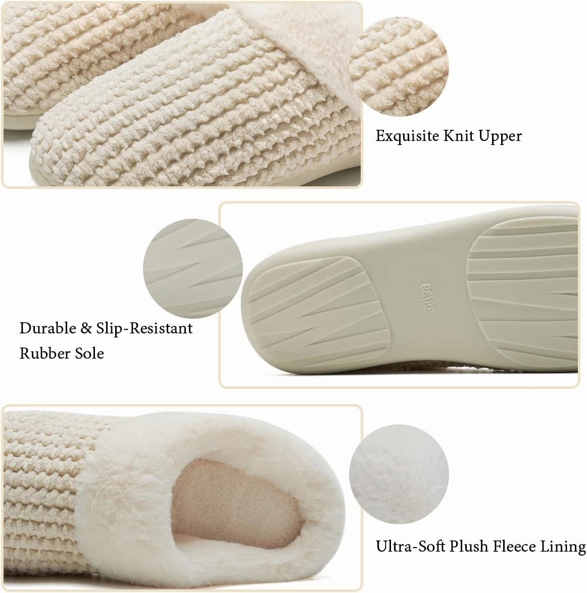 WateLves Women's Memory Foam Slippers Comfort Wool-Like Plush Fleece Lined House Shoes for Indoor & Outdoor