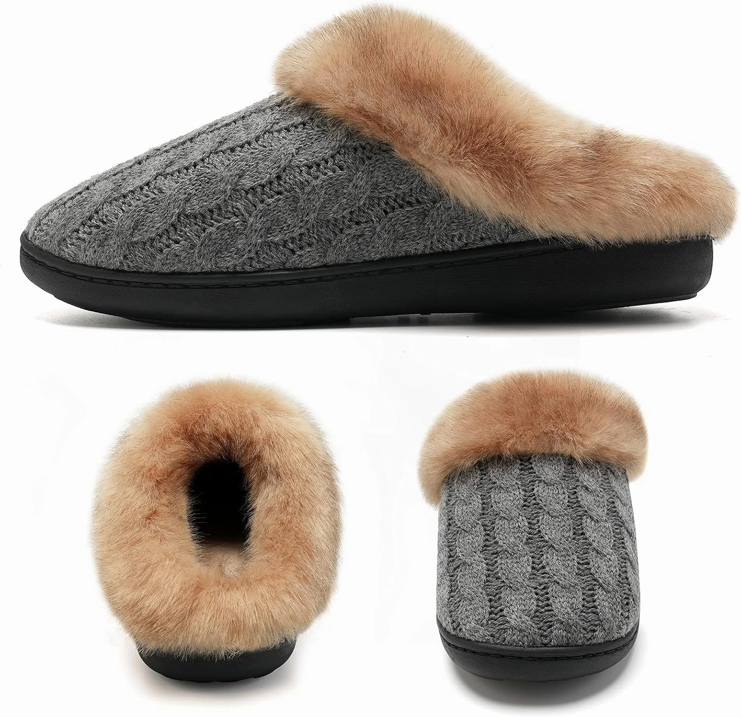 WateLves Women's Memory Foam Slippers Comfort Wool-Like Plush Fleece Lined House Shoes for Indoor & Outdoor