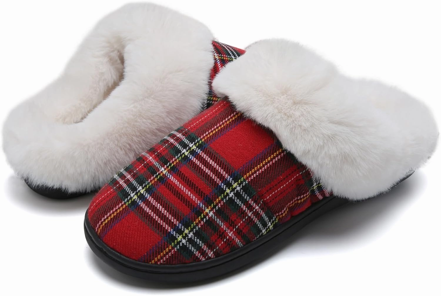 WateLves Women's Memory Foam Slippers Comfort Wool-Like Plush Fleece Lined House Shoes for Indoor & Outdoor