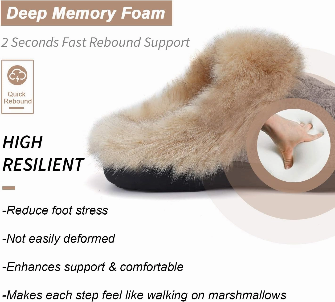 WateLves Women's Memory Foam Slippers Comfort Wool-Like Plush Fleece Lined House Shoes for Indoor & Outdoor