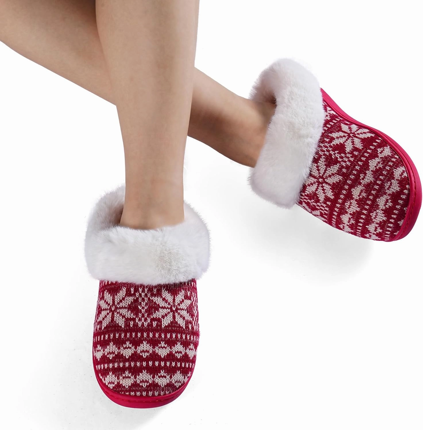 WateLves Women's Memory Foam Slippers Comfort Wool-Like Plush Fleece Lined House Shoes for Indoor & Outdoor