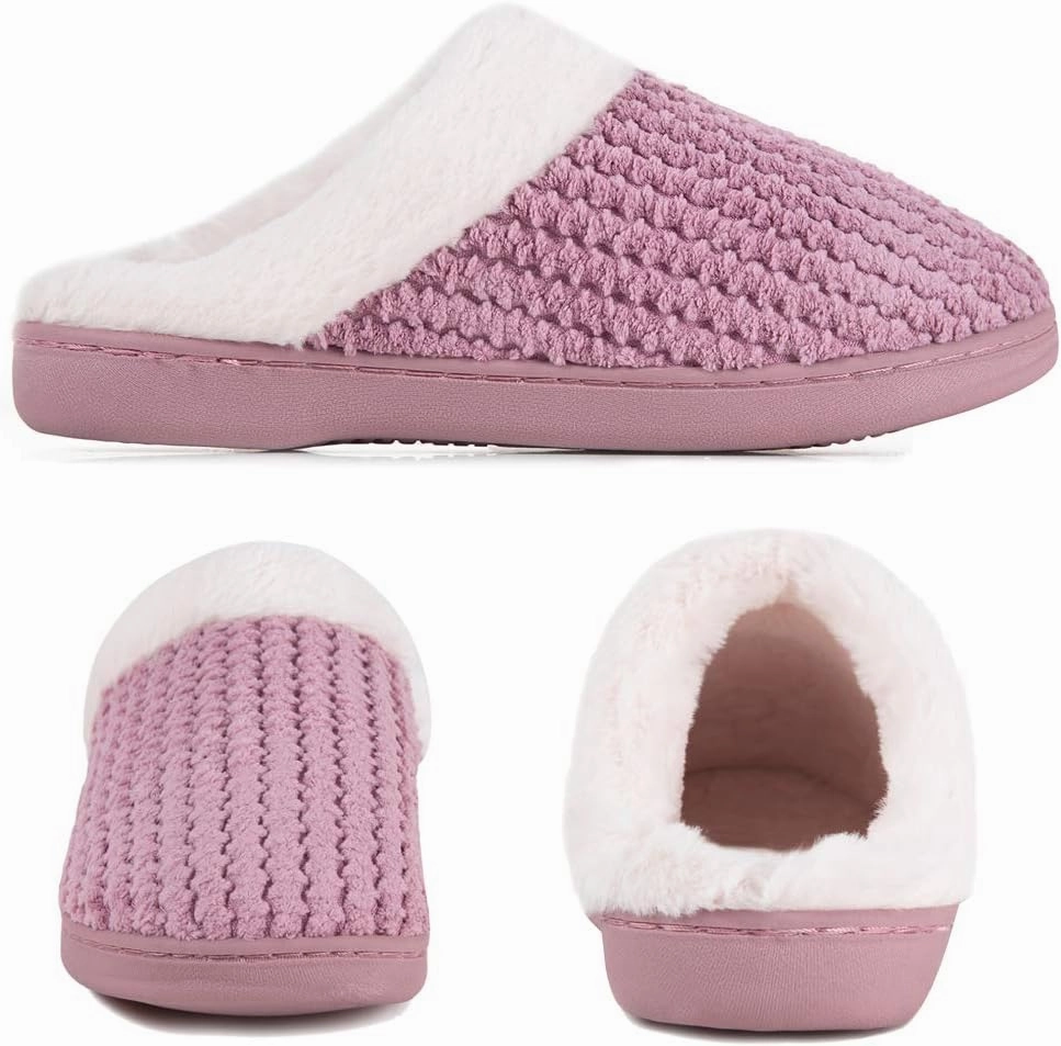 WateLves Women's Memory Foam Slippers Comfort Wool-Like Plush Fleece Lined House Shoes for Indoor & Outdoor