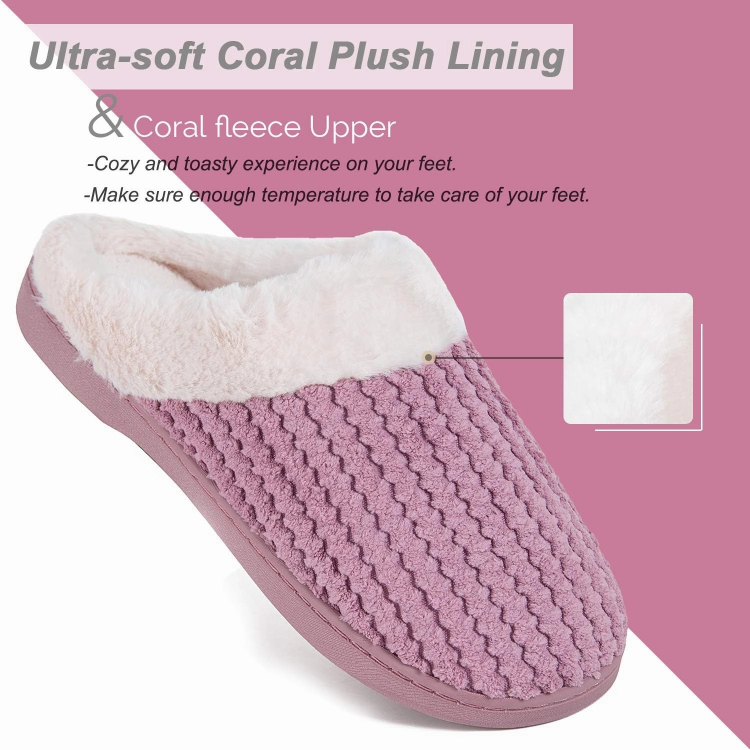 WateLves Women's Memory Foam Slippers Comfort Wool-Like Plush Fleece Lined House Shoes for Indoor & Outdoor