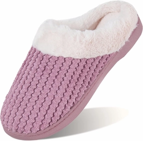 WateLves Women's Memory Foam Slippers Comfort Wool-Like Plush Fleece Lined House Shoes for Indoor & Outdoor