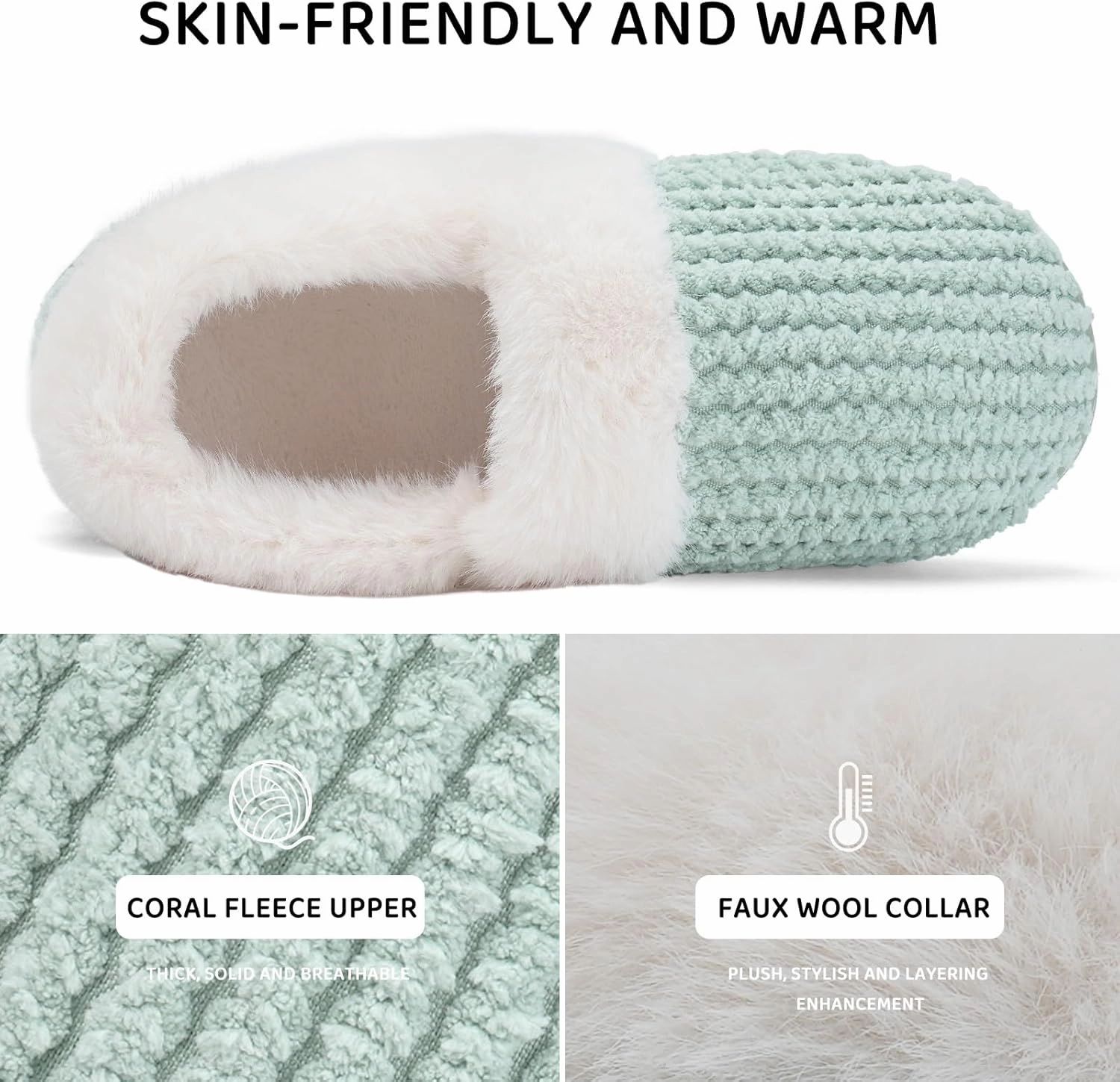 WateLves Women's Memory Foam Slippers Comfort Wool-Like Plush Fleece Lined House Shoes for Indoor & Outdoor