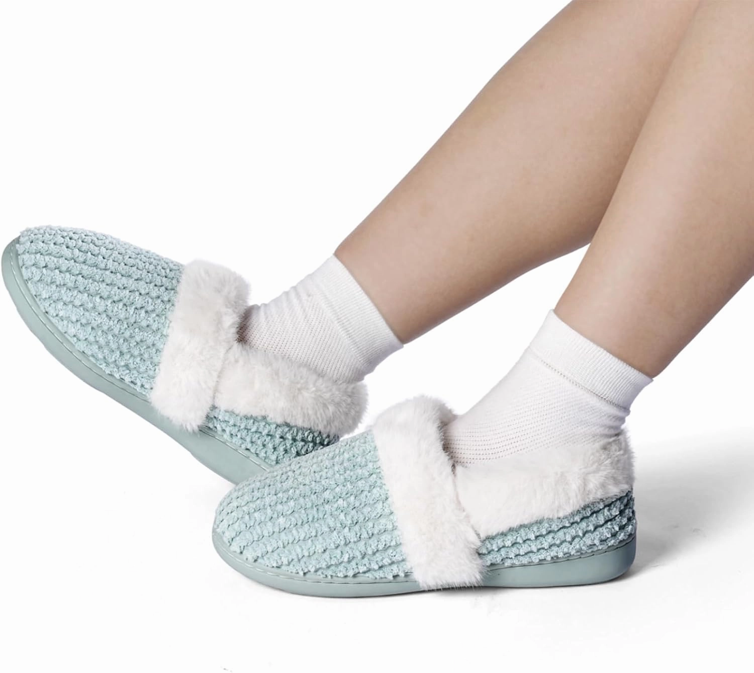 WateLves Women's Memory Foam Slippers Comfort Wool-Like Plush Fleece Lined House Shoes for Indoor & Outdoor