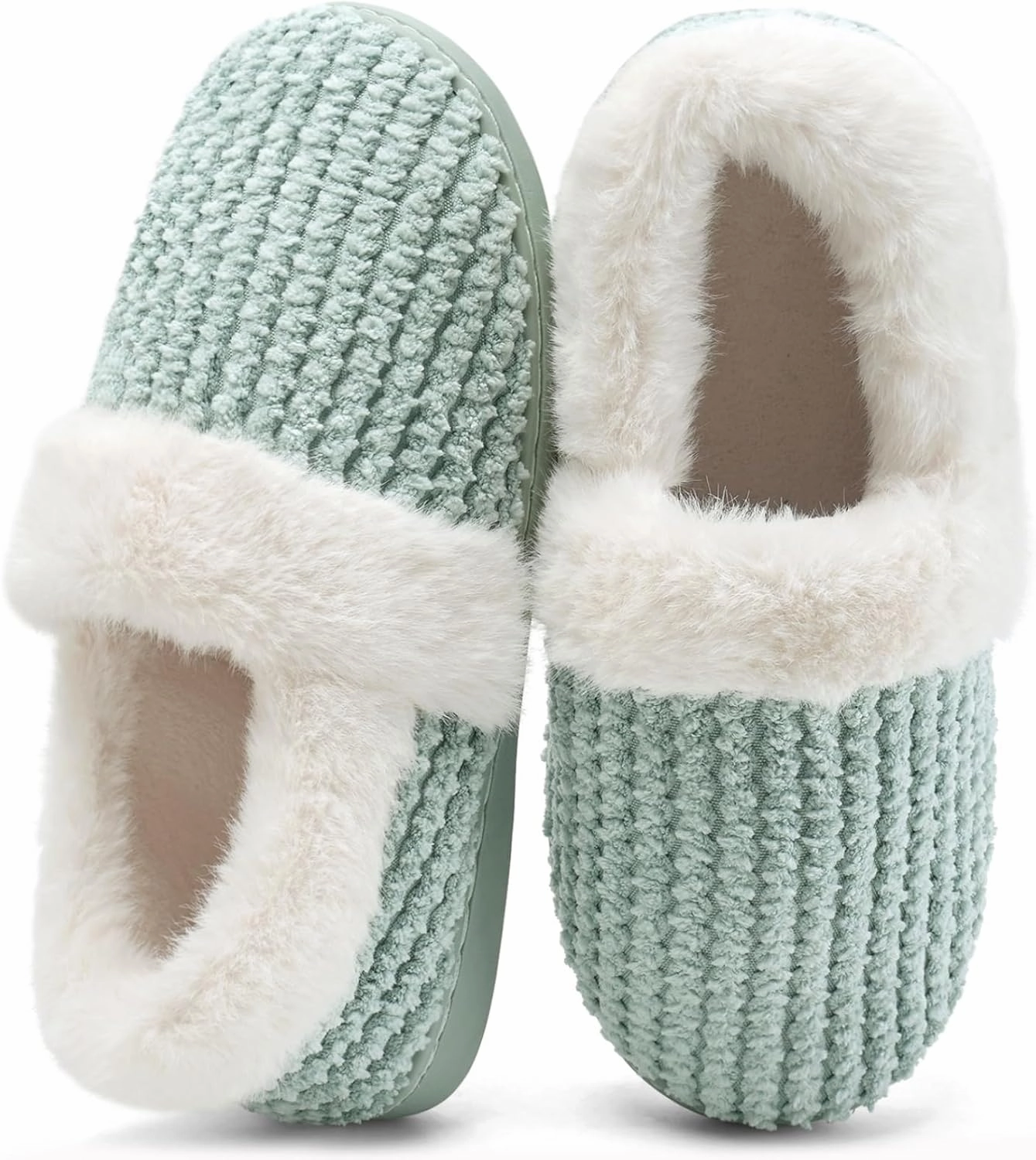 WateLves Women's Memory Foam Slippers Comfort Wool-Like Plush Fleece Lined House Shoes for Indoor & Outdoor