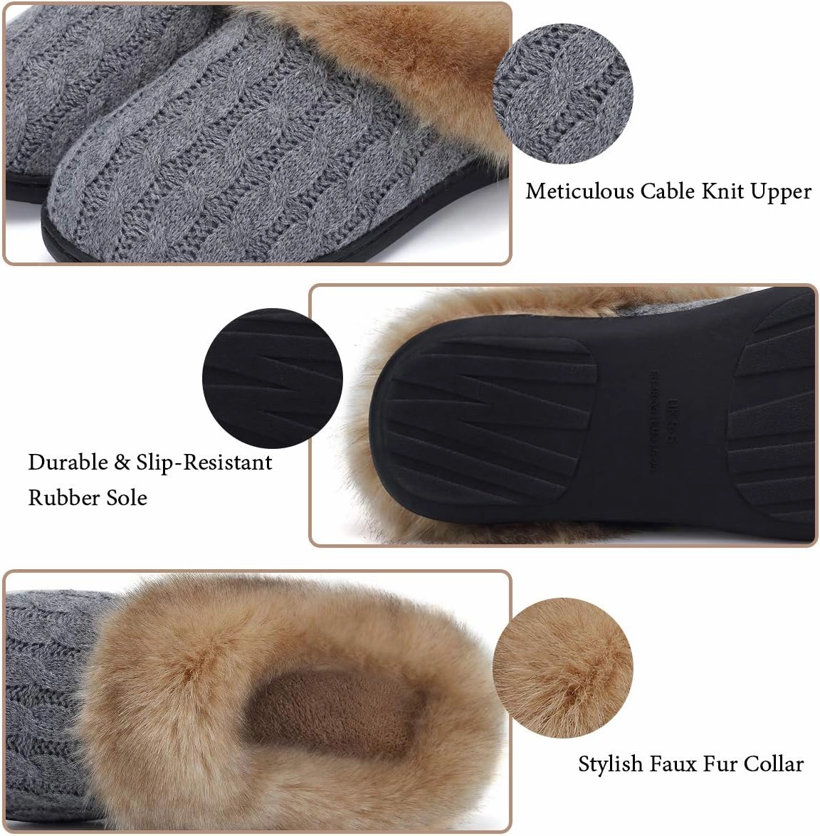 WateLves Women's Memory Foam Slippers Comfort Wool-Like Plush Fleece Lined House Shoes for Indoor & Outdoor