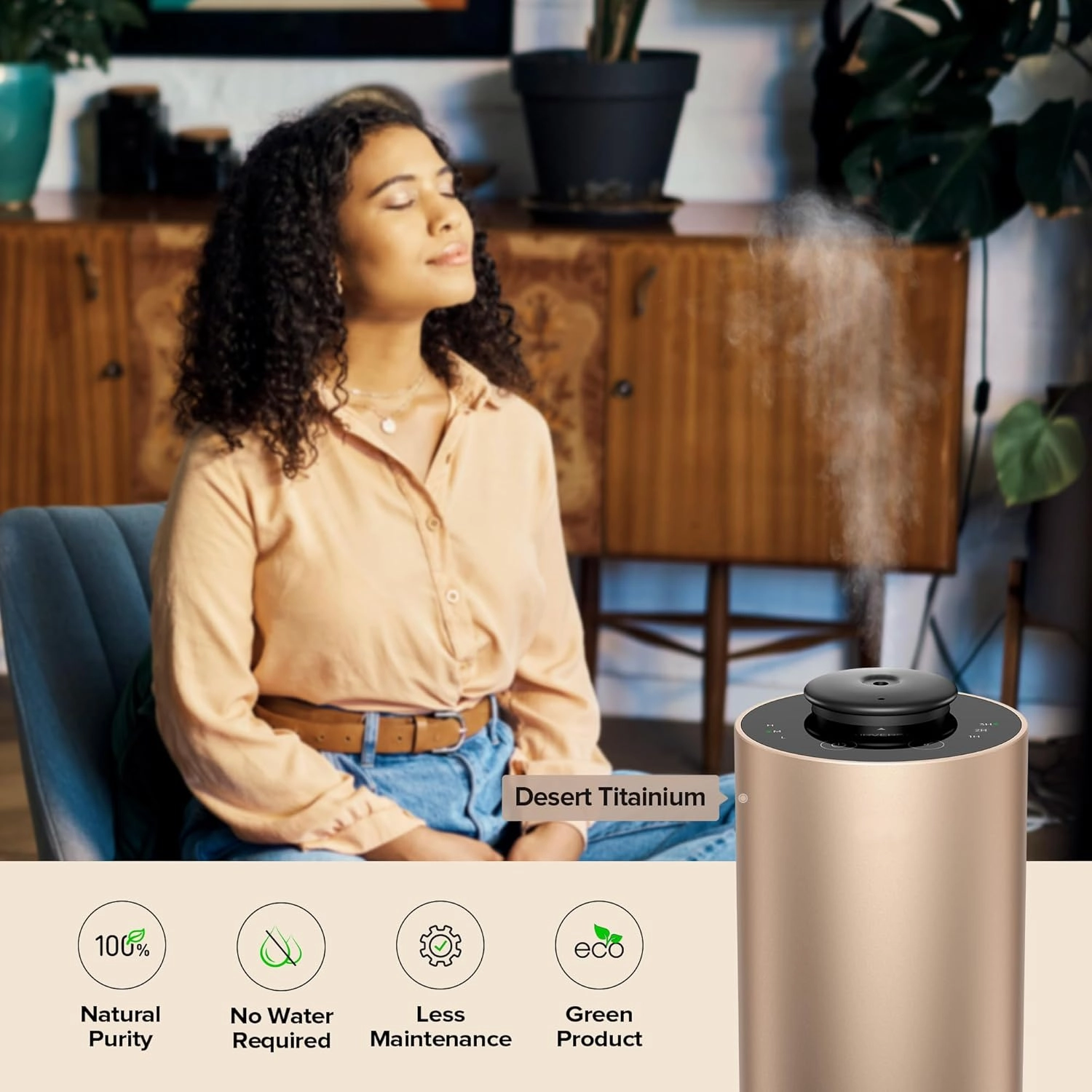 Waterless Essential Oil Diffuser for Home Aromatherapy Scent Diffusers with 3 Countdown Timer Settings or Timer-Off, 3 Mist Levels for Car Room Studio Office, ANX Premium Metal Black