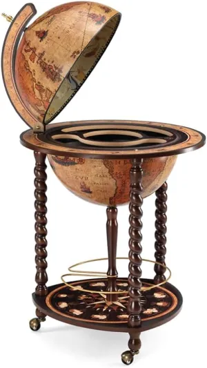 Waypoint Geographic Explora Bar Globe, 16” Diameter Elegant World Globe, Liquor Storage Mini Bar Globe for Home and Office Decor, 36.56" H x 23" W x 16"D, Honey Brown